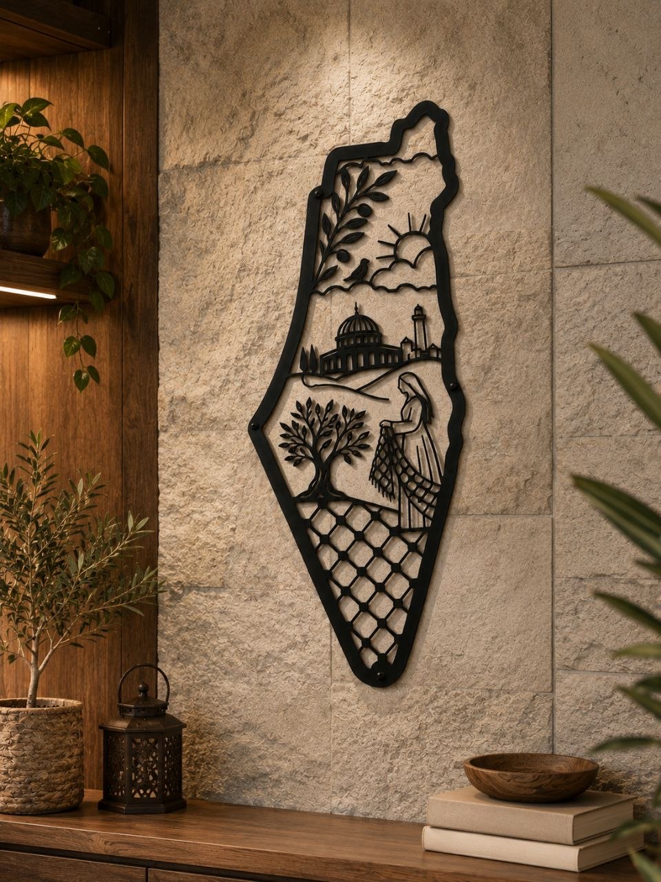 Palestine Map Metal Wall Art – Black Steel Home Decor Sign