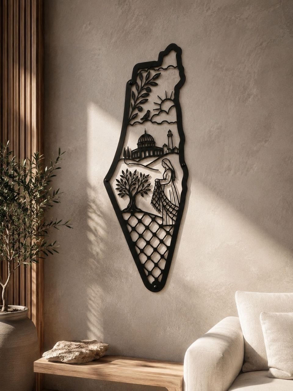 Palestine Map Metal Wall Art – Black Steel Home Decor Sign