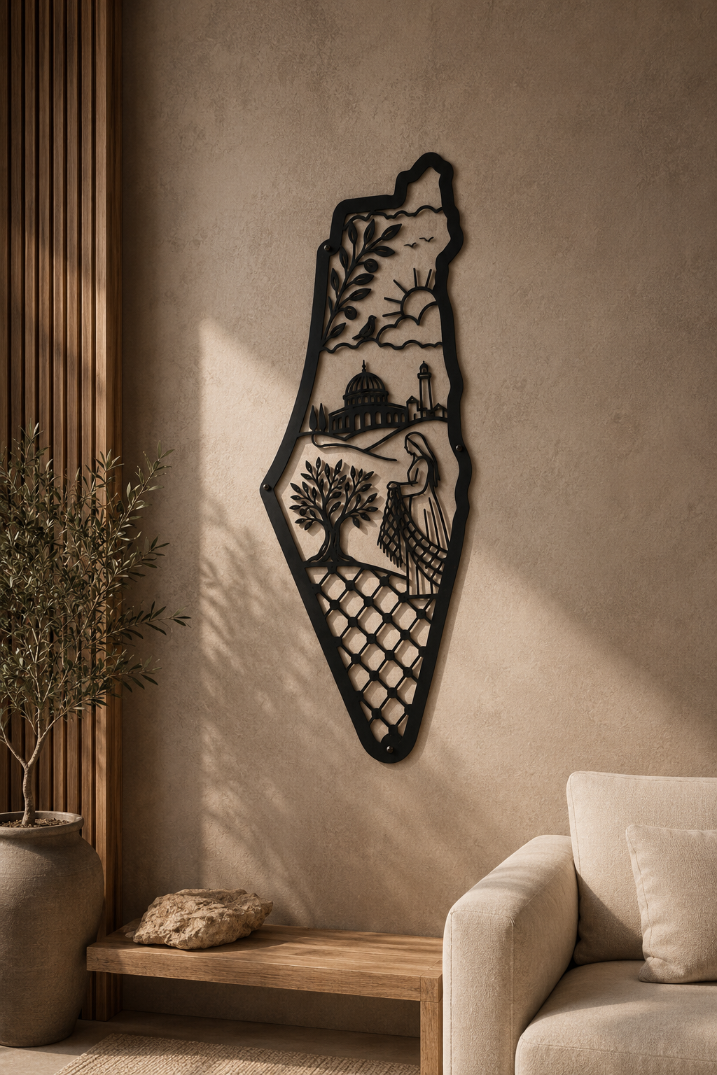 Palestine Map Metal Wall Art – Black Steel Home Decor Sign